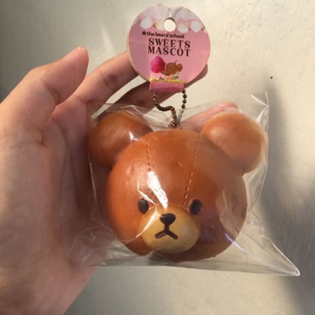 Bear school head bun squishy (non repro) rare