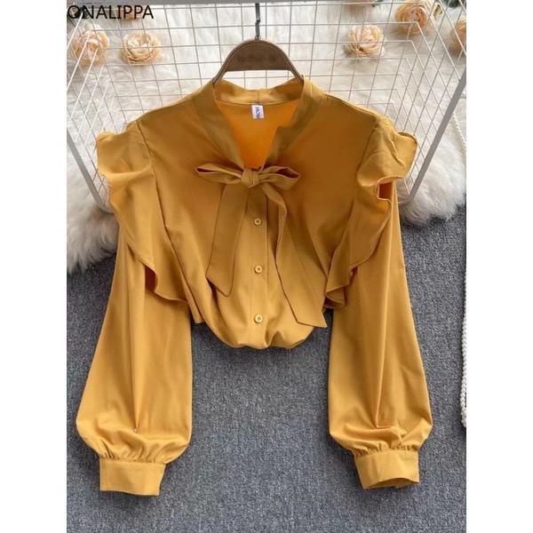 Fame Blouse Wanita Big Size Kemeja Jumbo Baju Over Size Ukuran S M L XL 2XL 3XL 4XL XXL XXXL 2L 3L 4L 5L 5XL Kemeja Kerja Korea Style