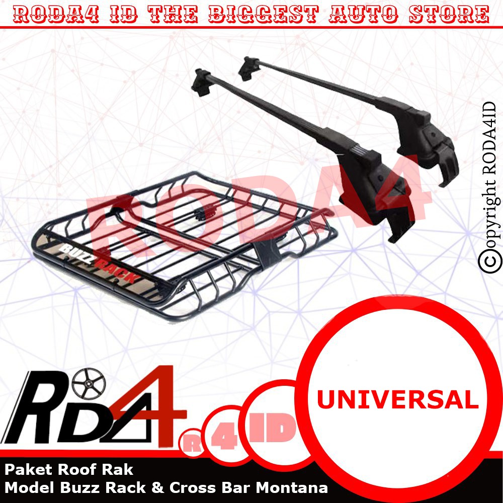 Paket Roof BUZZ RACK &amp; Cross Bar Jepit Body Montana