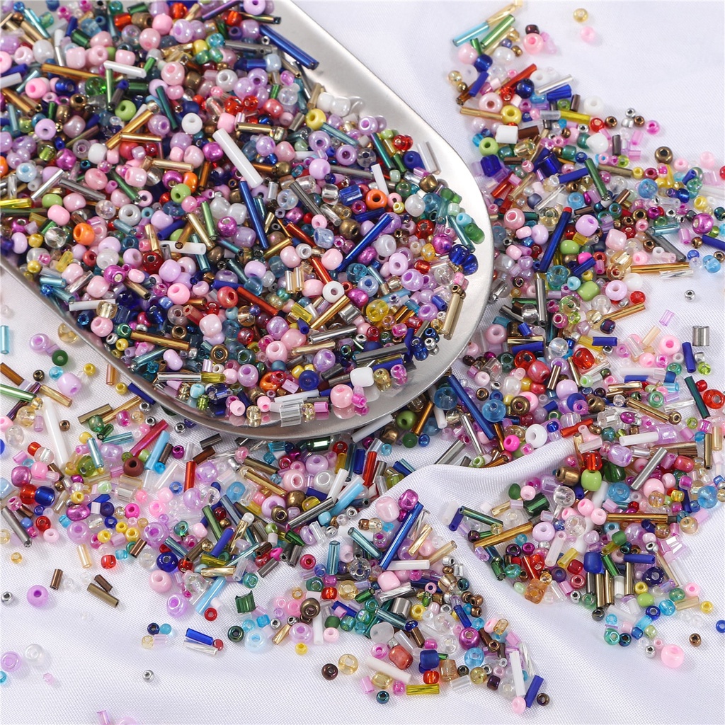 1000 Pcs 30g 1.5-4.5 Mm Multicolor Campuran Manik-manik Biji Terompet Bulat Manik-manik Kaca untuk DIY Perhiasan Anting-Anting Membuat Aksesoris Aksesoris