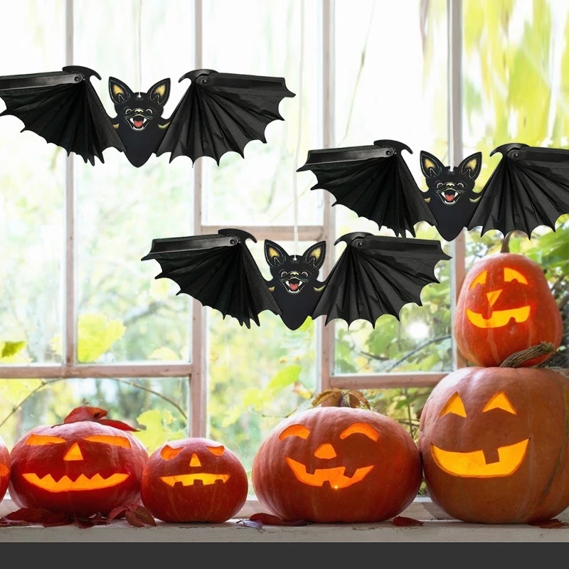 [ Halloween Paper Bat Pendant Hangingdecoration for Home Halloween Festival Party Bar Haunted House ]