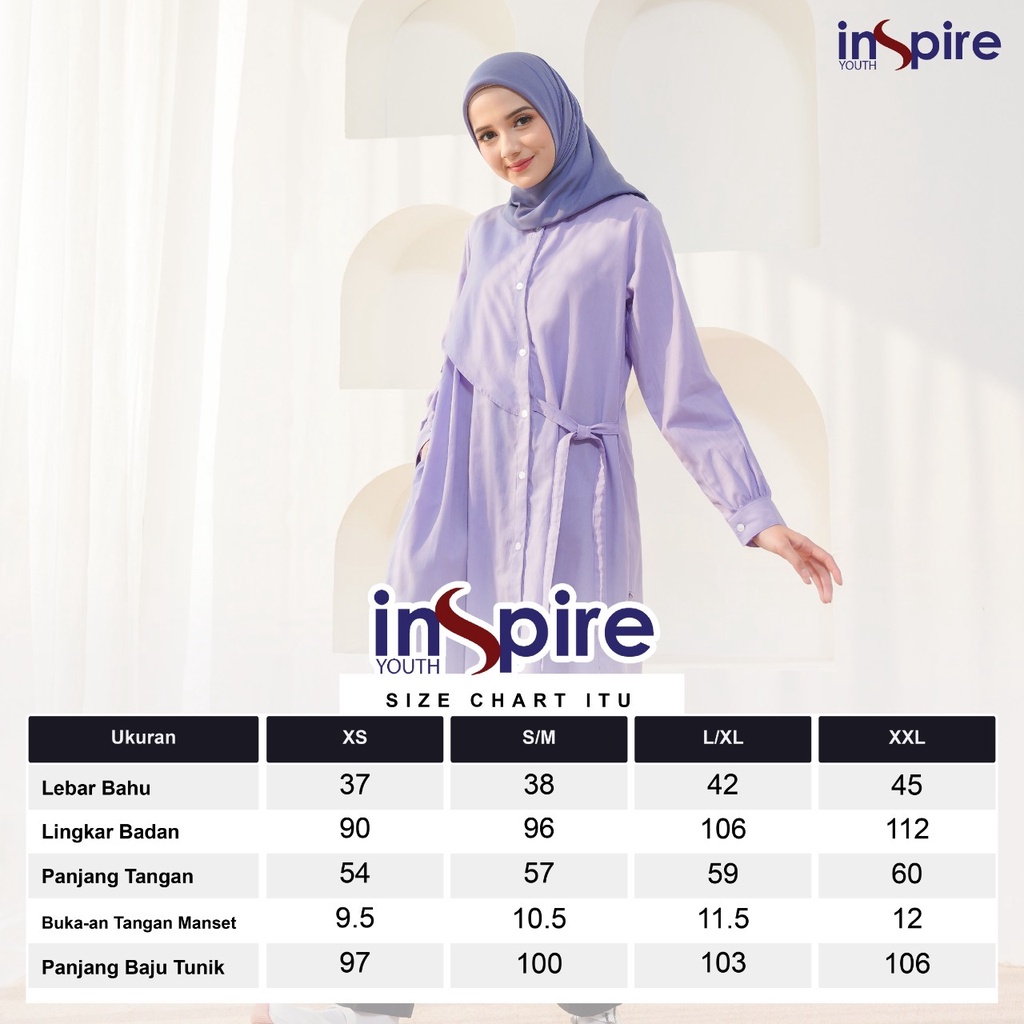 Inspire ITU 48 Atasan Tunik Muslimah Bahan Cordova Baju Wanita Polos Casual Outfit Daily OOTD