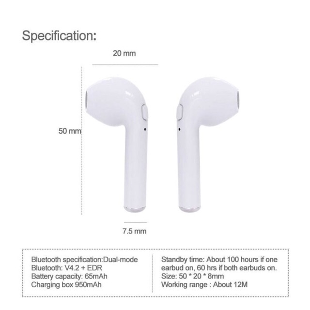 HEADSET BLUETOOTH I7s 2 in 1 SUPER BASS