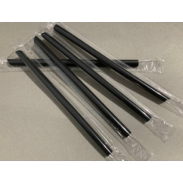 Sedotan bubble pop ice bubbel steril kemasan plastik 6mm 8 mm 12mm hitam bening single pack