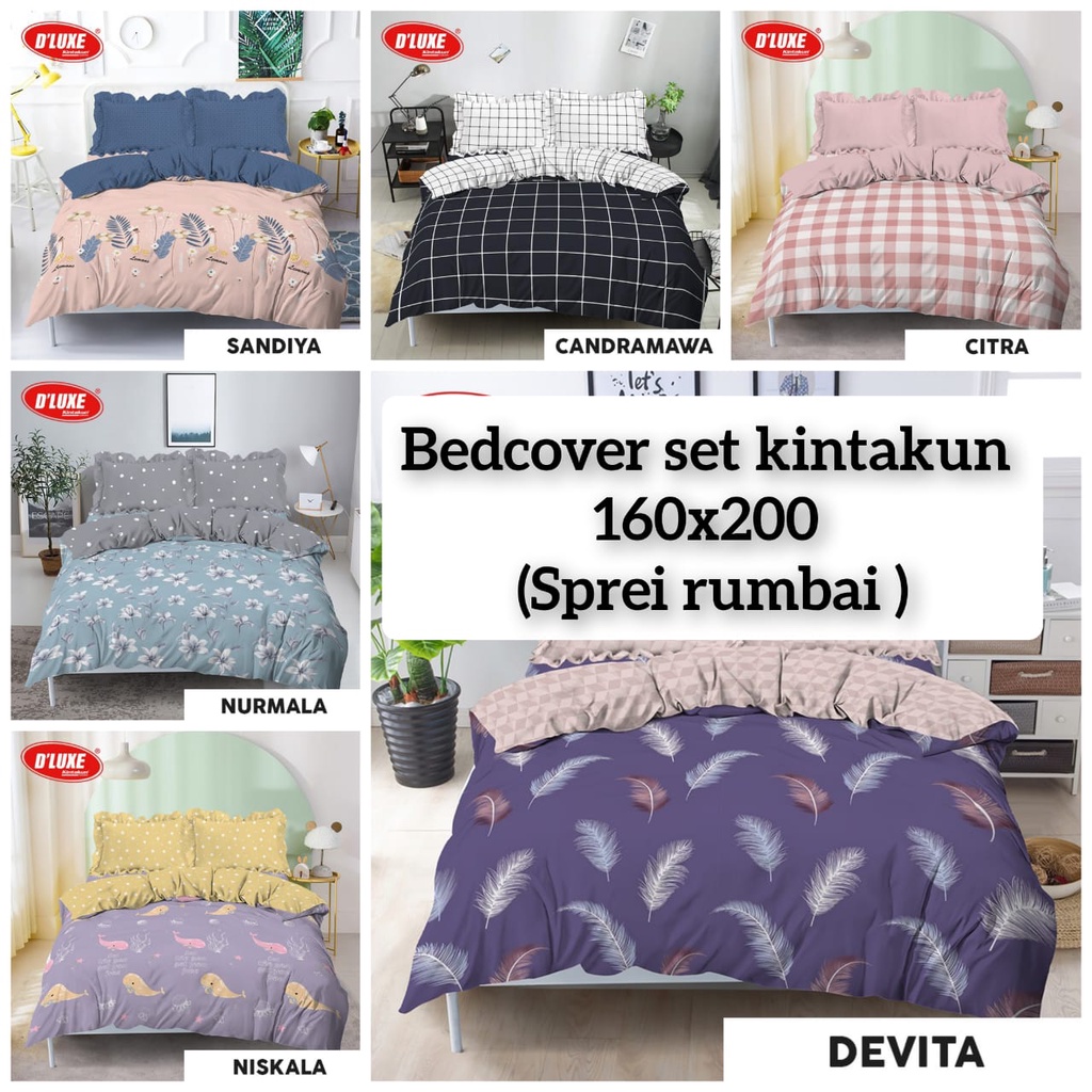 BEDCOVER SET KINTAKUN 160X200 SPREI RUMBAI / BEDCOVER 160X200 KINTAKUN DELUXE