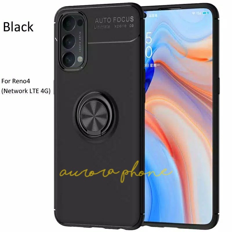 Original Soft Case Oppo Reno4 / Reno 4 Autofocus Invisible Ring Stand