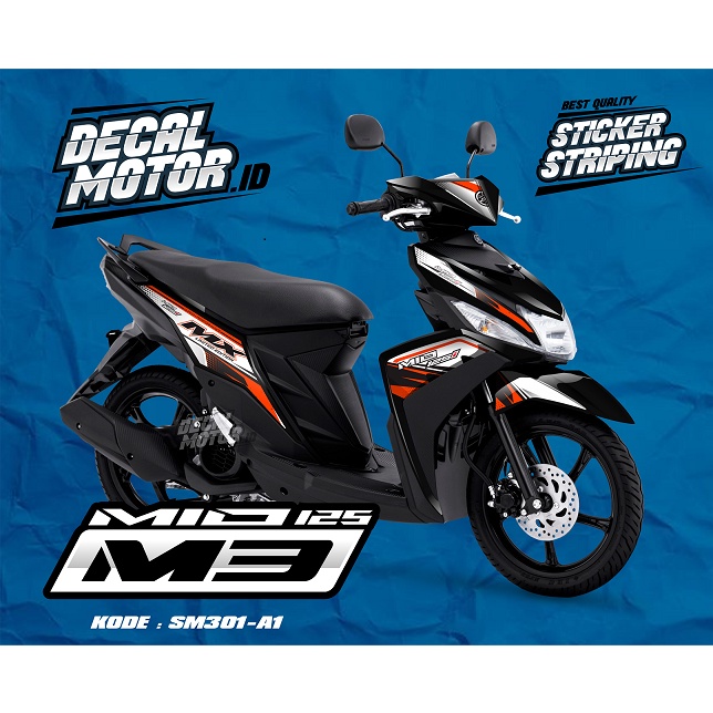Striping Mio M3 - Stiker Sticker Striping Variasi Lis Yamaha Yamaha Mio M3 Semi Full Body Putih Oren