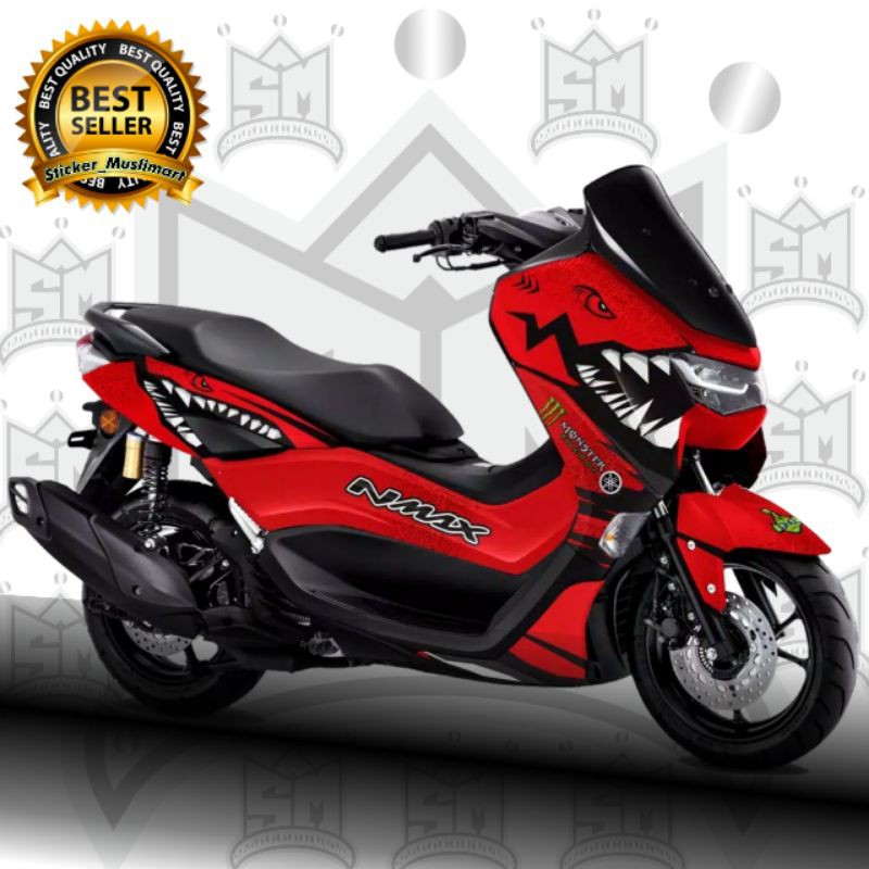 Decal sticker New Nmax 2020 sharks merah variasi motor full body