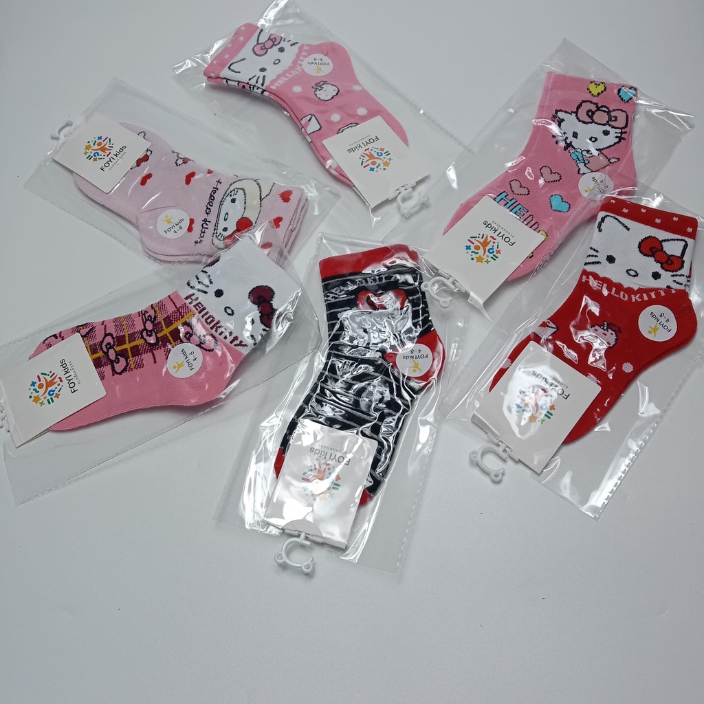 TOKO KL | KAOS KAKI ANAK PEREMPUAN MOTIF HELLO KITTY USIA 4-8 THN  BAHAN SUPER LEMBUT IMPORT