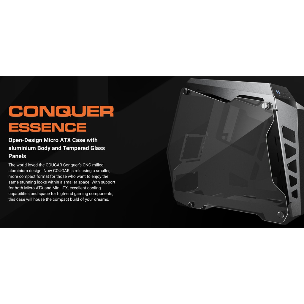 CASING COUGAR GAMING CONQUER ESSENCE/MID TOWER/TEMPERED GLASSCOVER