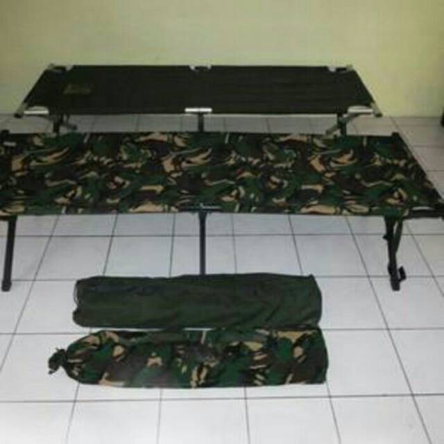 Termurah  Velbed TNI / Tempat tidur lapangan asli BUKAN jatah TNI velbed hitam hijau