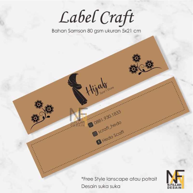 

label kertas label sovenir label kertas coklat level jilbab scraft
