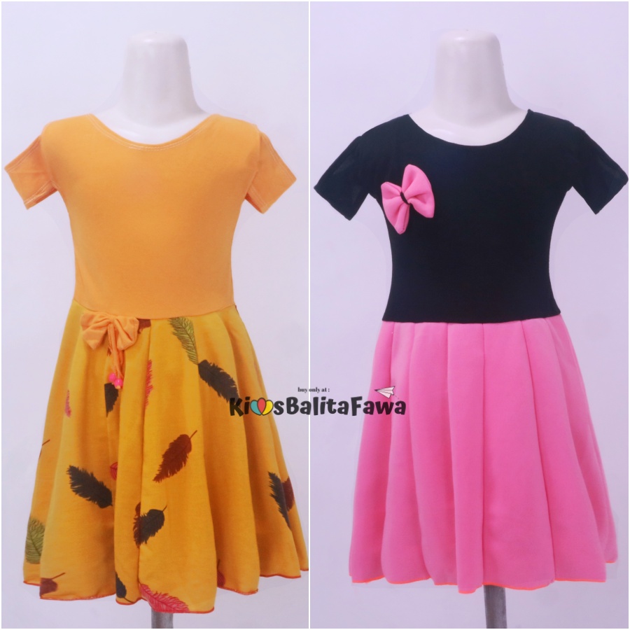 Dress Kanaya uk 1-5 Tahun / Dres Anak Perempuan Motif Baju Cewek Lengan Pendek Model Gaun