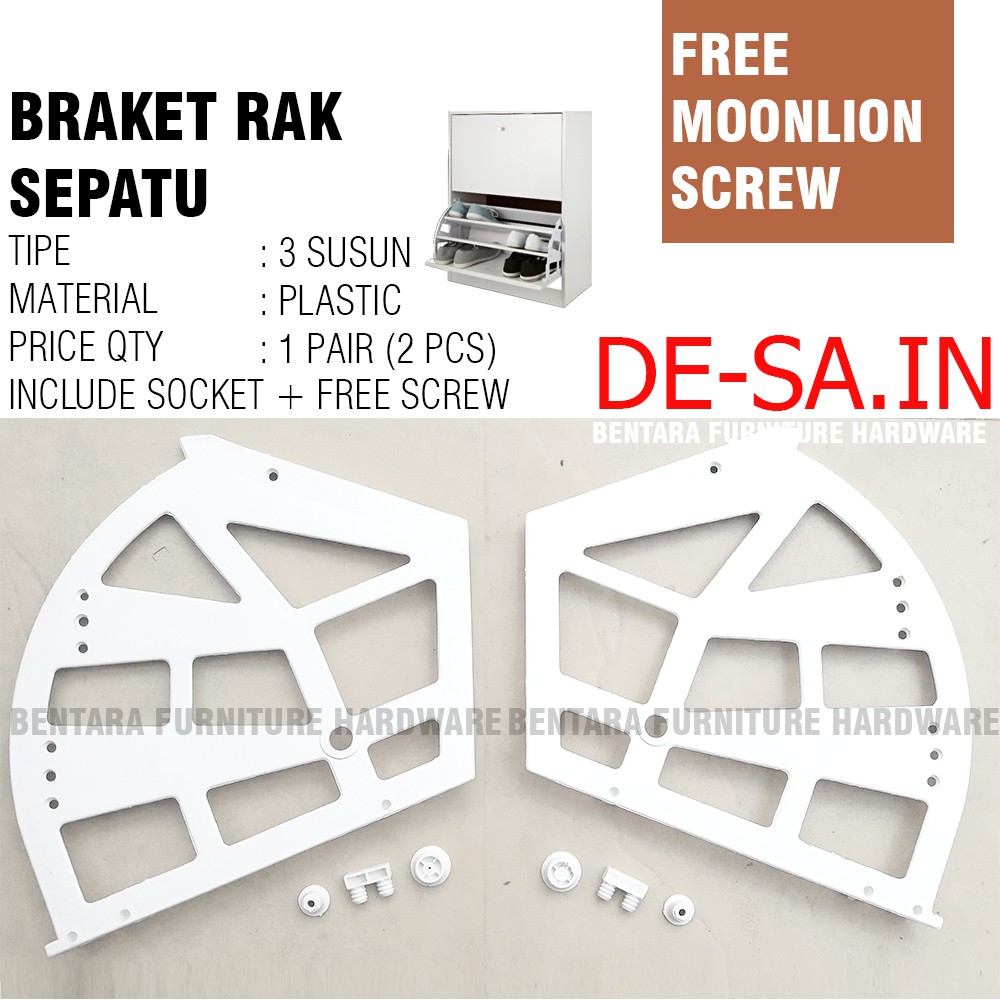 Bracket Lipat Rak Sepatu 3 Susun Plastik Hitam - Putih