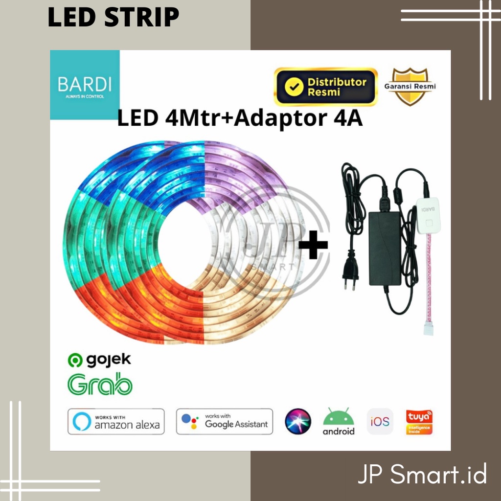 Paket 2 Bardi Led Strip 4Mtr+ Adaptor 4A For Smart Home Automation/Google /Tuya