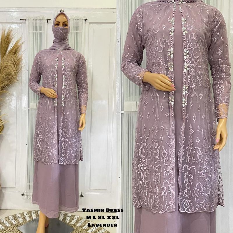 Yasmin Dress JN / Gamis Pesta Mewah / Kebaya Gamis Modern / Kebaya Terbaru / Kebaya Modern / Dress Kondangan / Dress Kekinian / Dress mewah