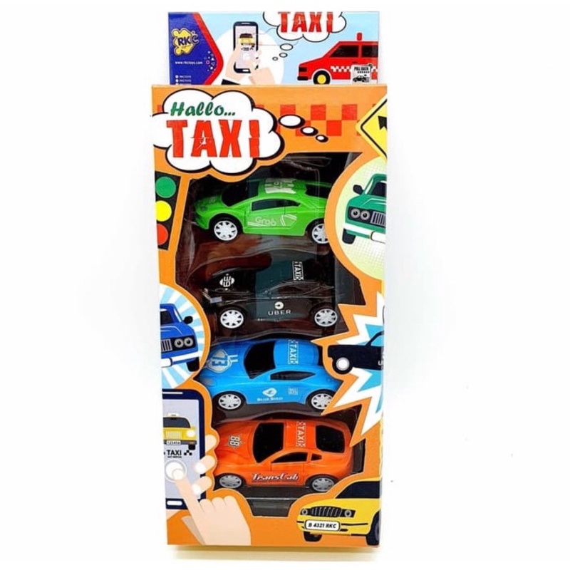 mainan mobil set isi 4 hallo taxi tax mainan mobil mobilan taxi set tax cars kid toy