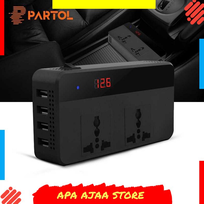 Hot Promo ! Partol Car Power Inverter DC 12V to AC 220V 200W 4 USB Port - AKS-9005