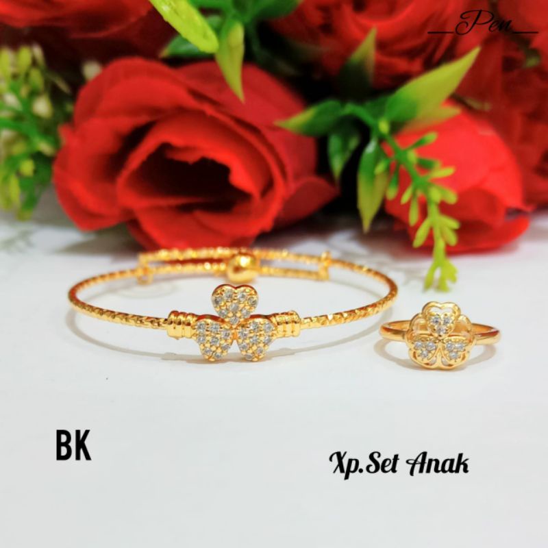 Gelang Anak Free Cincin permata varian warna Gold,tidak karat *COD*