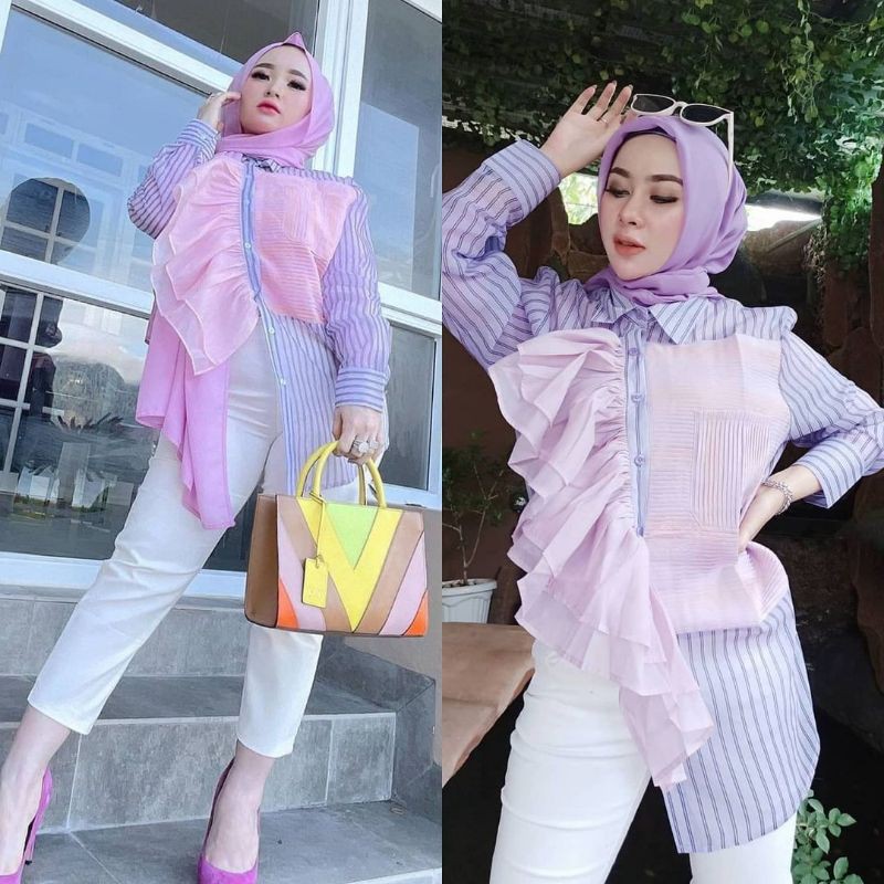 READY STOCK ARIENKA TOP/KEMEJA HERLIN/KEMEJA ORGANZA ORI  IMPORT PREMIUM REAL PICT