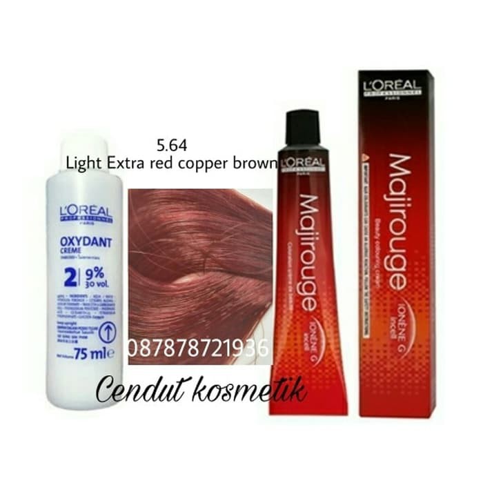 loreal majirouge 5.64 light extra red copper brown / pewarna rambut