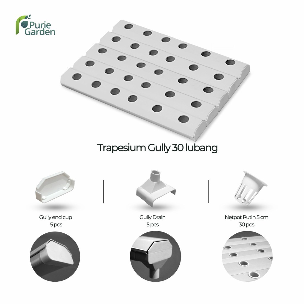 Hidroponik Set Gully Trapesium 30 Lubang