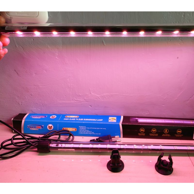 LAMPU CELUP AQUARIUM WARNA MERAH / PINK 20 30 40 50 60cm DOUBLE LED