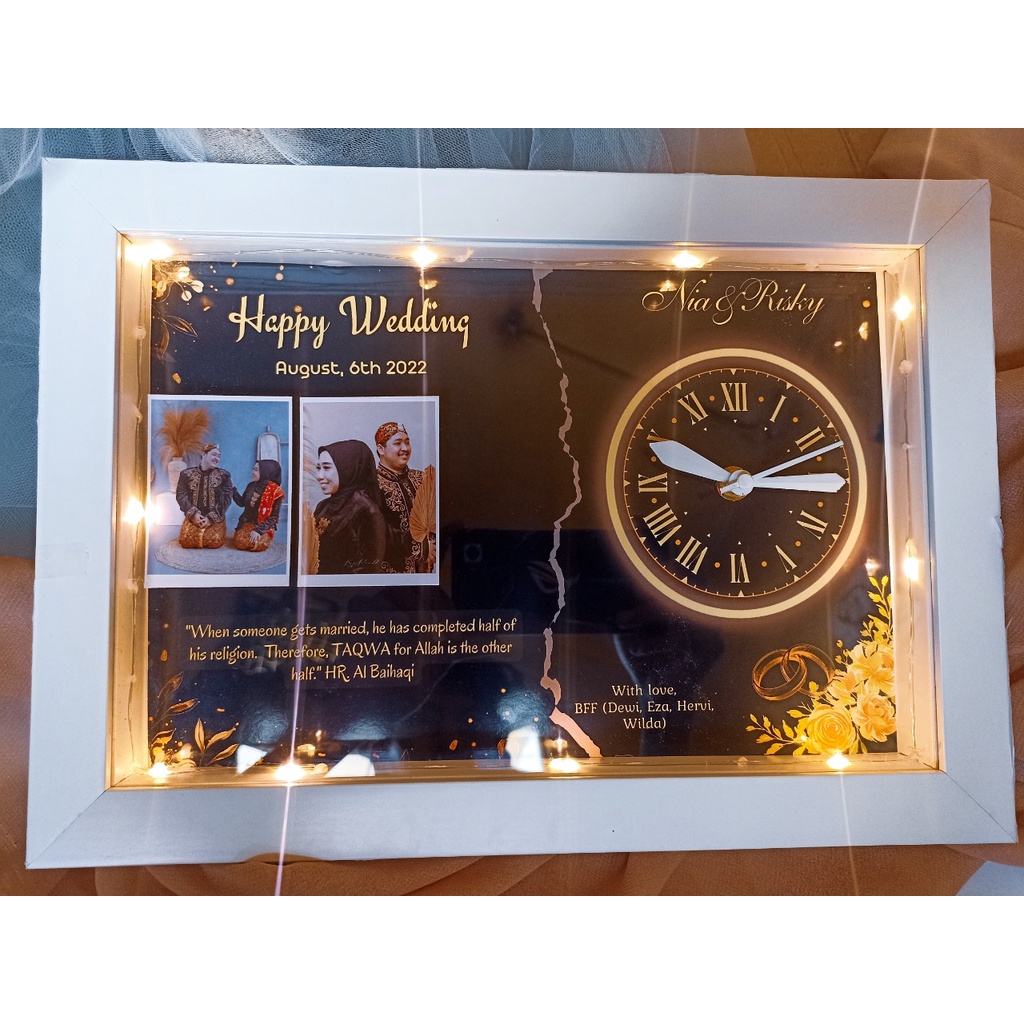 30x25cm Jam dinding lampu tumblr Tumbler LED scrap box bingkai frame foto polaroid boneka hadiah kad