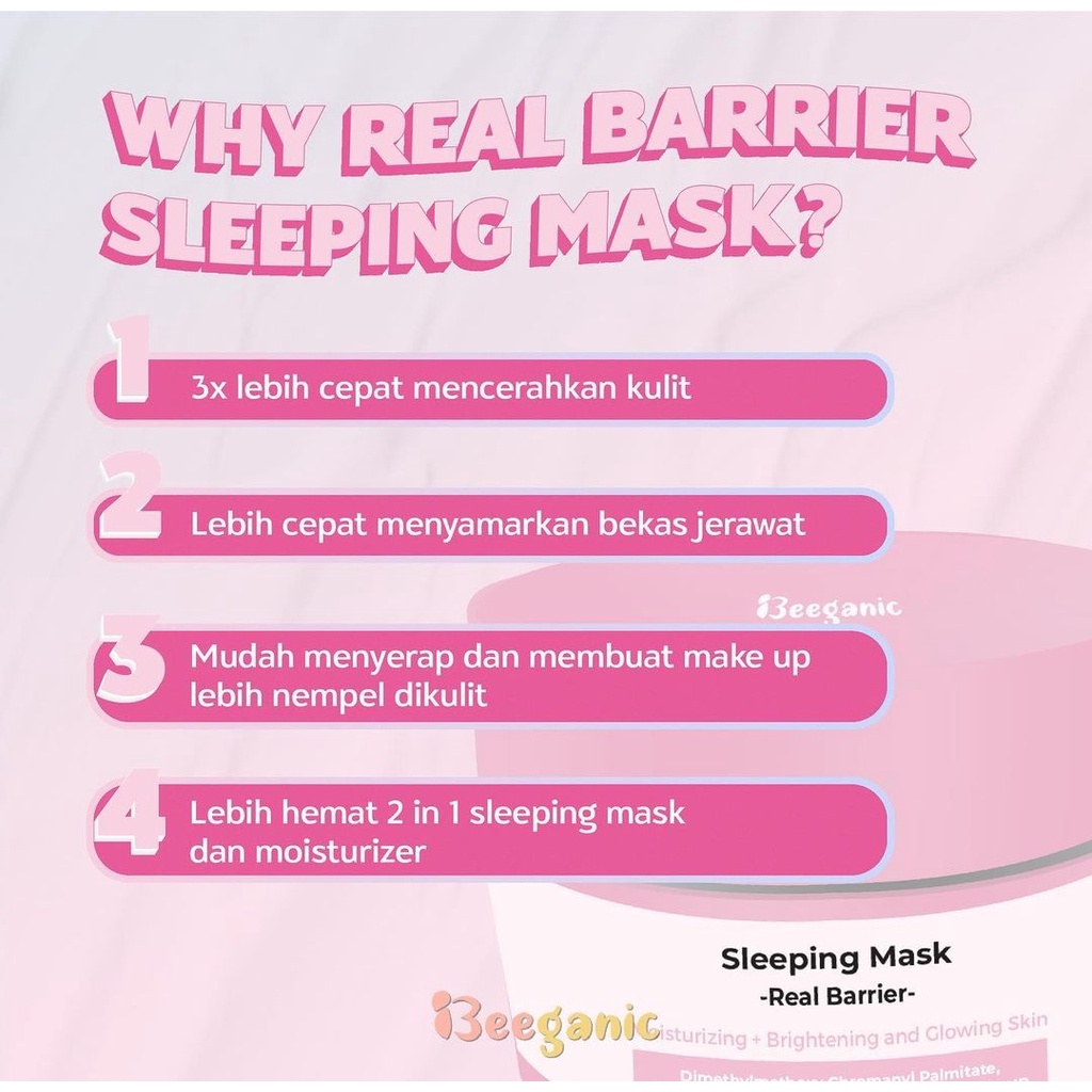 READY! SLEEPING MASK BEEGANIC REAL BARRIER SLEEPING MASK 2IN1 WITH MOISTURIZER 15ML BPOM MASKER WAJAH DAN PELEMBAB WAJAH SLEEPING MASK MEMPERBAIKI SKIN BARRIER