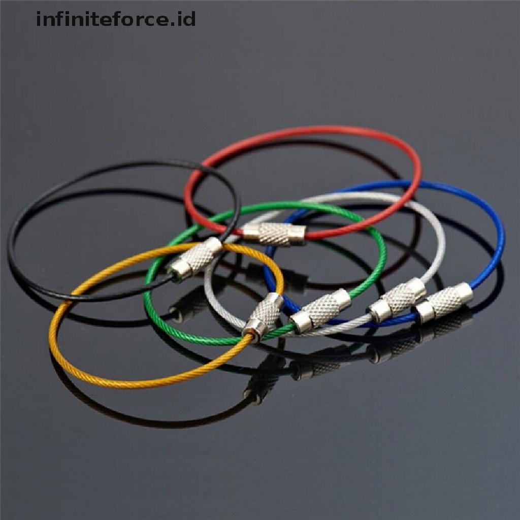 (infiniteforce.id) 5pcs Gantungan Kunci Kabel Kawat Stainless Steel Untuk Outdoor / Hiking