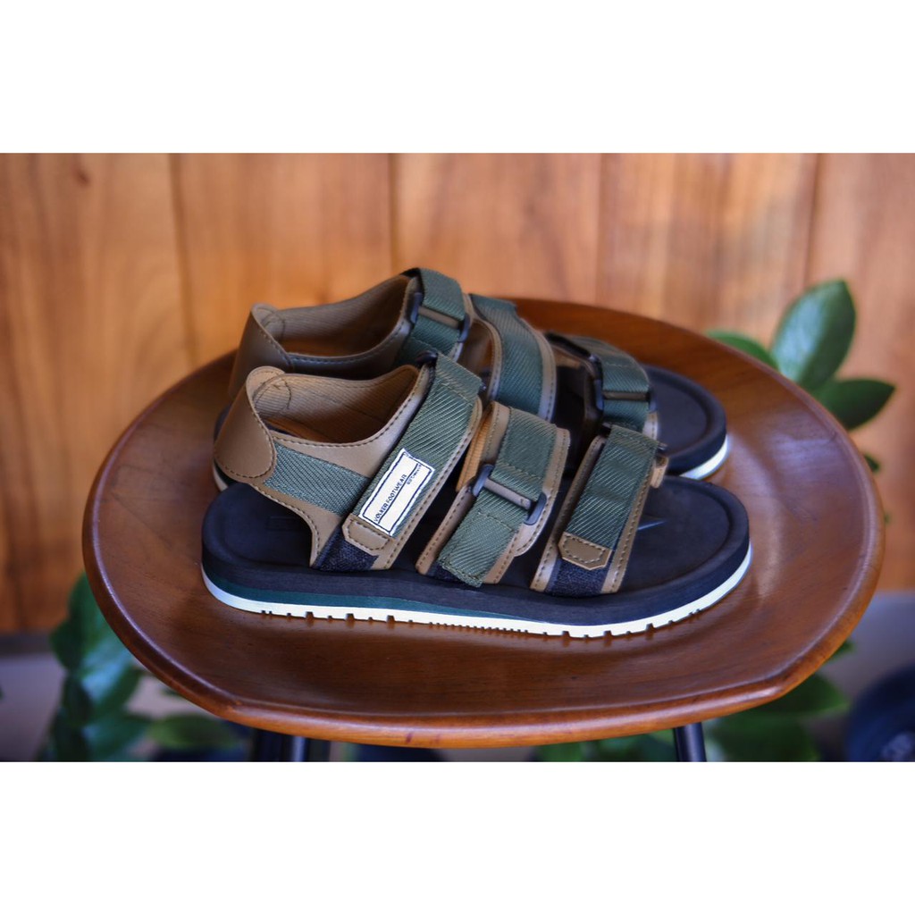 SANDAL KASUAL PRIA WANITA VOLKERFOOTWEAR STRAP 3 VLK ARMY CREAM BLACKSOLE