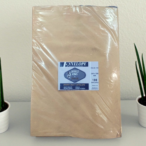

AMPLOP COKLAT ENVELOPE F4 FOLIO 240X350MM ISI 100 OFFICE KING BY SINGA