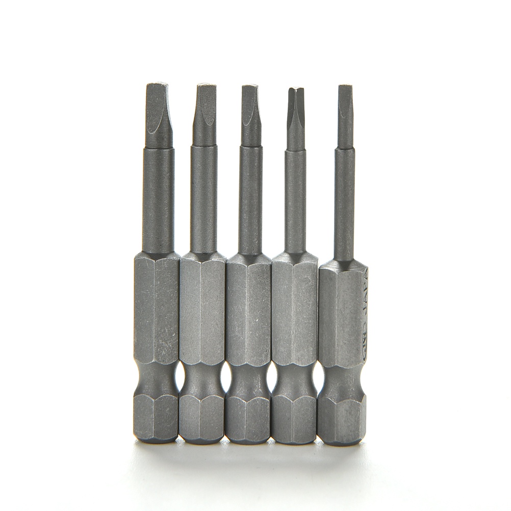 &lt; E2id &amp; &gt; 5pcs / Set Kepala Obeng Hex Shank 1 / 4 Magnetik 50mm Bahan S2 Steel