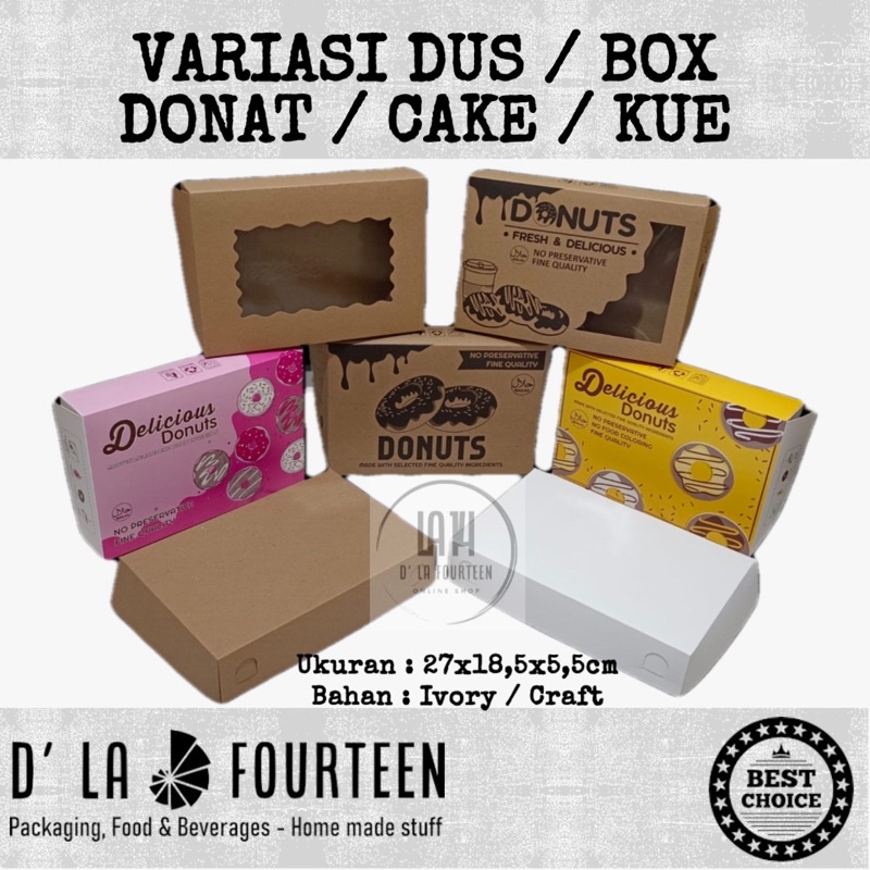 VARIASI BOX DONAT ISI 6/ DUS DONAT ISI 6 / KOTAK DONAT ISI 6 UK 27X18.5X5.5CM SATUAN