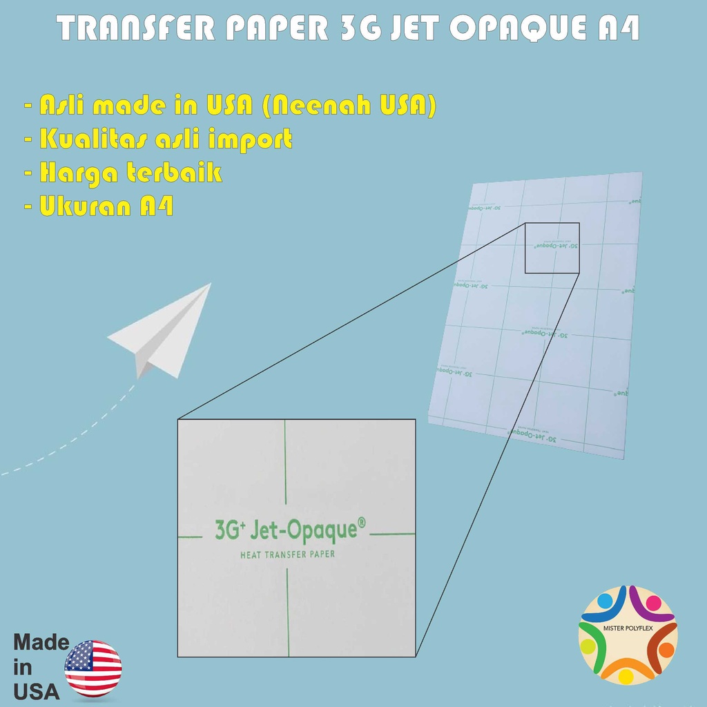 

Transfer Paper 3G Jet Opaque A4 (min order 10)