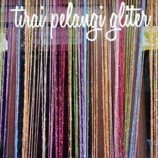 Tirai Benang Glitter Pelangi Rainbow / Polos / Warna Warni Kombinasi