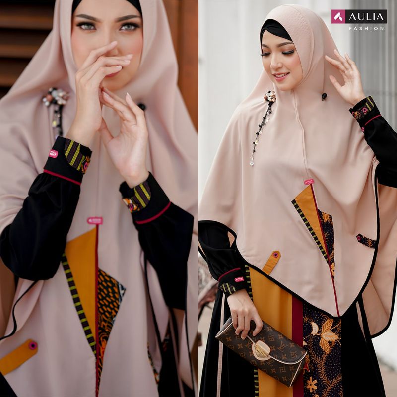 GAMIS TERBARU AULIA FASHION NAVISKA BLACK NUDE BATIK LIMITED EDITION