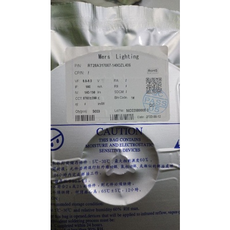 2835 1w led 9v 6700k( putih bersih)120ma max (RT series) Mers