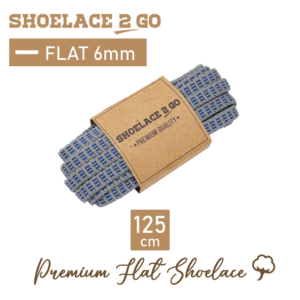 SHOELACE 2 GO PREMIUM TALI SEPATU MOTIF GEPENG PIPIH FLAT - N12 LIGHT GREY BLUE - 125CM