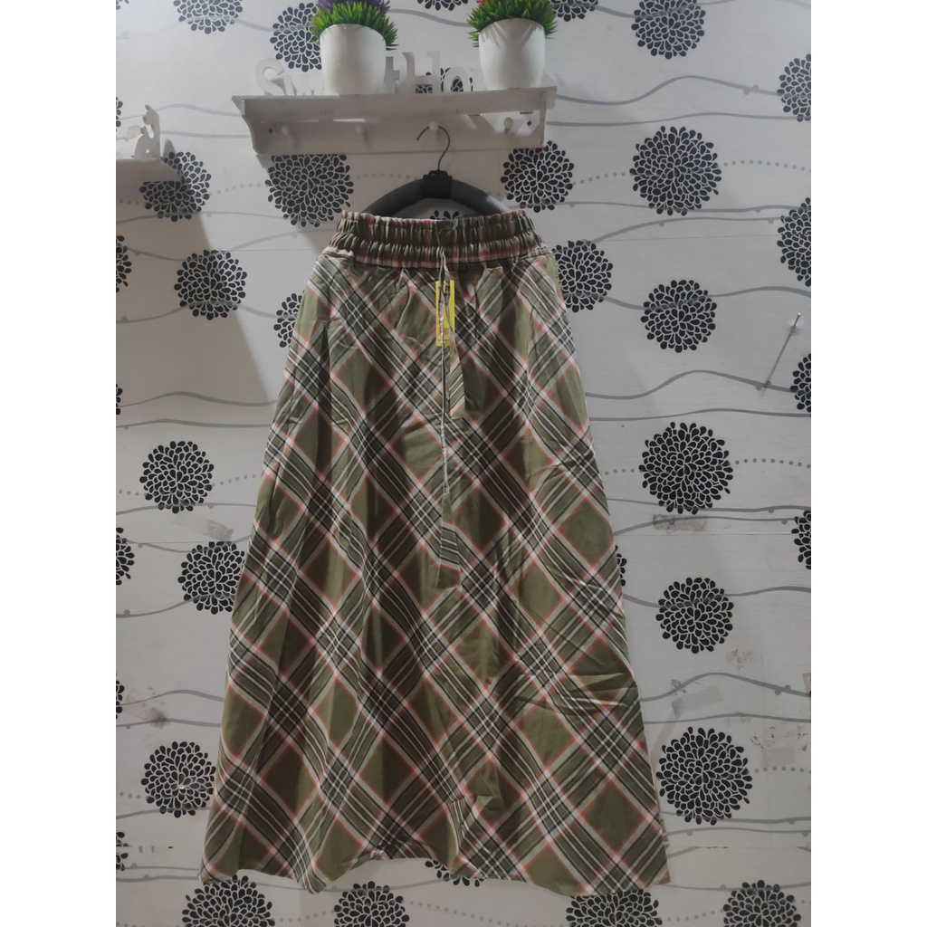 ROK FLANEL IMPORT PANJANG/ROK TARTAN/ROK KOTAK PAYUNG-Am
