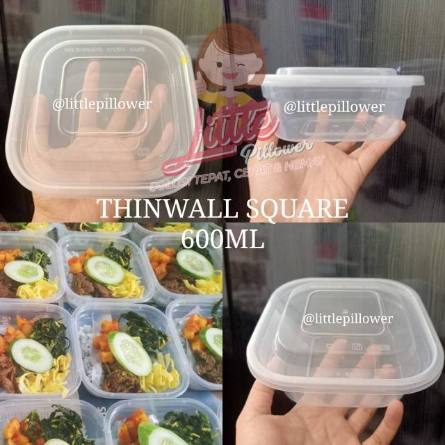 (ISI 50PCS - SQ600) Kotak Lunch Box SQUARE 600ml/ Thinwall Square 600ml/ Kotak Makan Plastik0