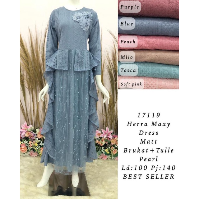 GAMIS HERRA MAXY DREES MATT BRUKAT TILLE TERBARU GAMIS REMAJA GAMIS DEWASA FASHION ABANG ADEK