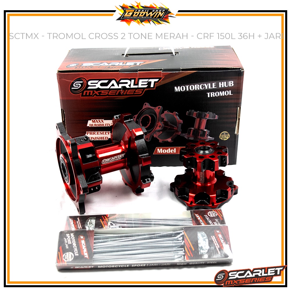 Tromol Set Depan Belakang CROSS SCARLET MX 2 Tone / SCARLET FORGED CRF 150L KLX BIGFOOT WR 155 36 Hole