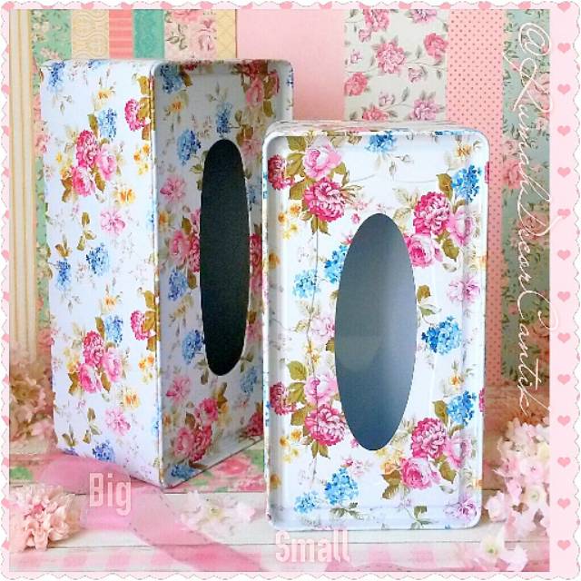 Kotak Tisu 1 Pc MEDIUM Kaleng Tempat Tissue Dekorasi Meja Makan Rumah Dapur Shabbychic Aksesoris