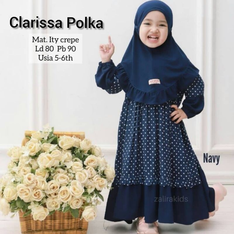 Gamis Anak Murah Syari Umur 1-10 Tahun Clarissa Polky Motiv Polkadot Home Industry