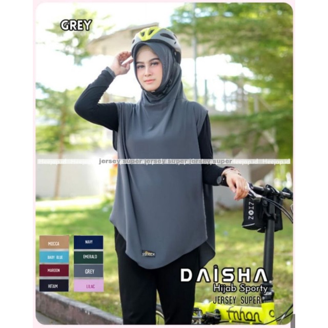 HIJAB SPORTY SYAR'I MUSLIMAH OLAHRAGA KHALISA JERSEY SUPER - ummiyunni hijab-Grey