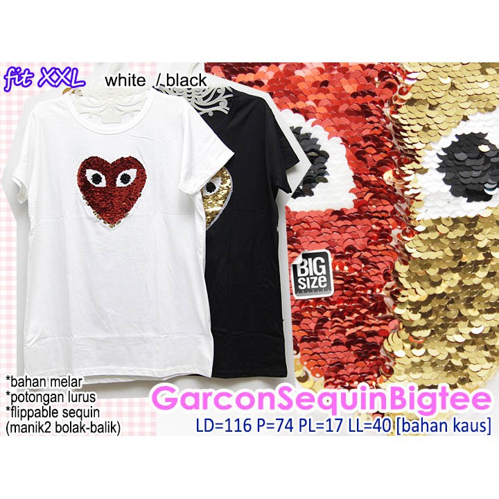 Bos Big Size Import Murah Jumbo Korea XXL XXXL G*rcon Sequin Bigtee KAOS ATASAN WANITA TERMURAH