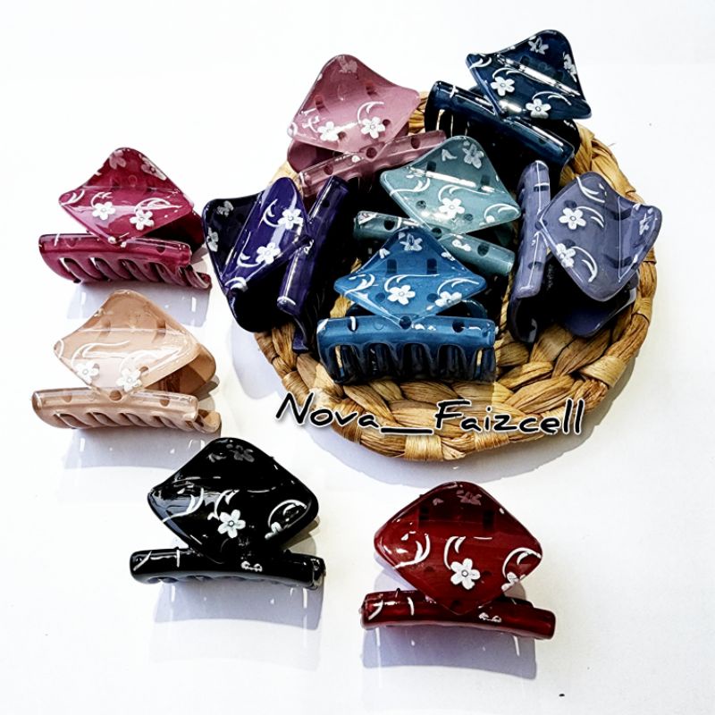 Jepit Rambut Oval Flower 4cm Glossy Jepitan Remaja dan Dewasa