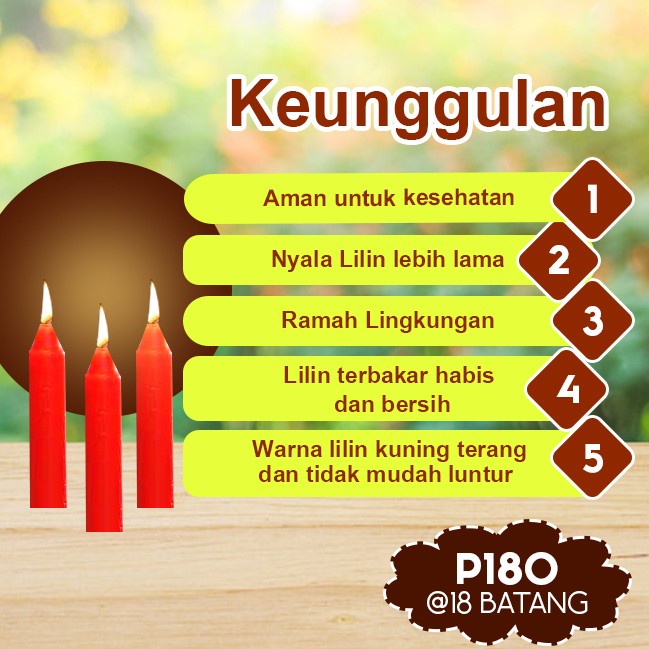 Lilin Batang Sembahyang Sukhavati P180 Merah