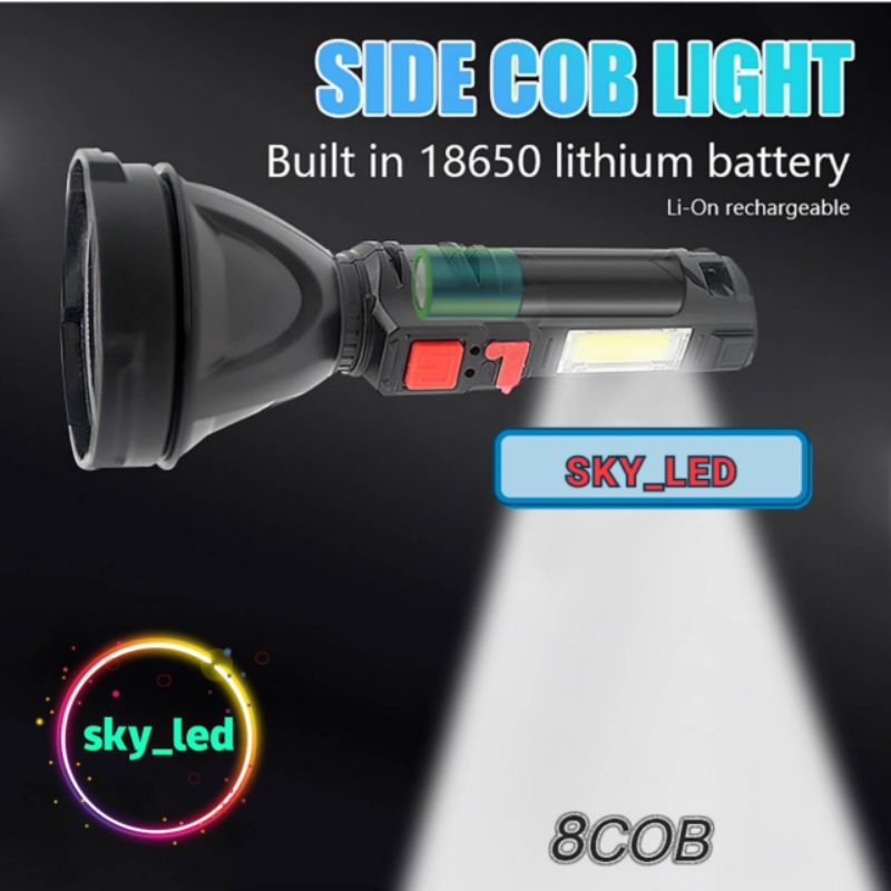 SKY_LED / SENTER COB USB CHARGING /FLASHLIGHT L 830 /SUPER TERANG